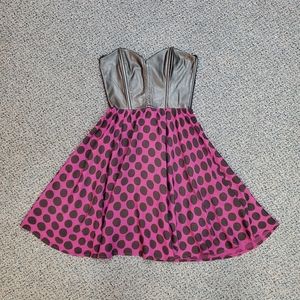 🔸️Faux Leather Top Polka Dot Dress